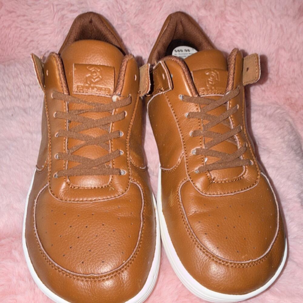 PULLTOP Brown White Men's Low Top Leather Athletic Sneakers Lace Up